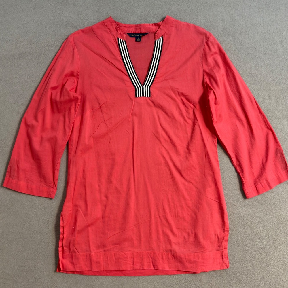 Brooks Brothers 346 Womens Coral 3/4 Sleeve Tunic Top Lighweight Small